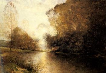 阿爾弗雷德 貝爾伯格 A Moonlit River Landscape with a Figure 阿爾弗雷德 貝爾伯格 A Moonlit River Landscape with a Figure